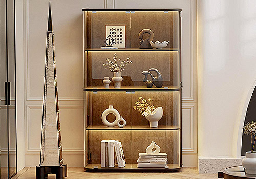 French Design Awards Winner - Rounded-Corner Glass Display Cabinet by Shenzhen VISIMI Trading Co.,Ltd