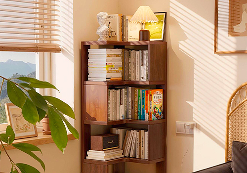 French Design Awards Winner - solid wood corner bookshelf by Longquan Ruiju Home Products Co., LTD
